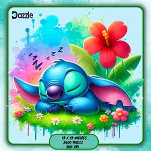 Stitch Nap Watercolor Splash, Clipart Images, Graphics and Artwork, Rainbow Aesthetic, PNG Cute Stitch Images