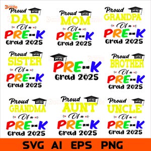 Pre-K graduation 2025 SVG, Pre-k Graduation family bundle SVG, Proud Pre-k family bundle, Pre-K graduate 2025, Proud Pre-k 2025 bundle