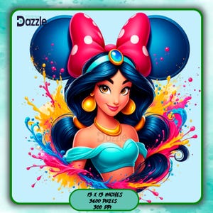 Jasmine Frame Watercolor Splash, Clipart Images, Princess Jasmine PNG Graphics and Artwork, Rainbow Aesthetic, PNG Princess Images