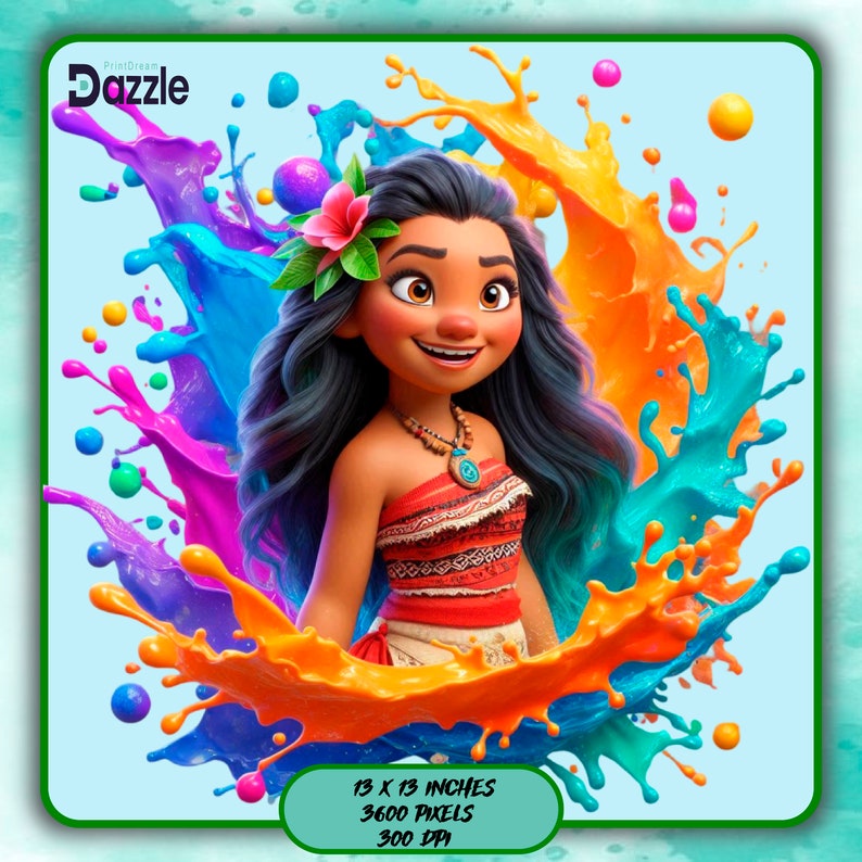 2 PNG Moana Splash and Watercolor Digital Design PNG File for