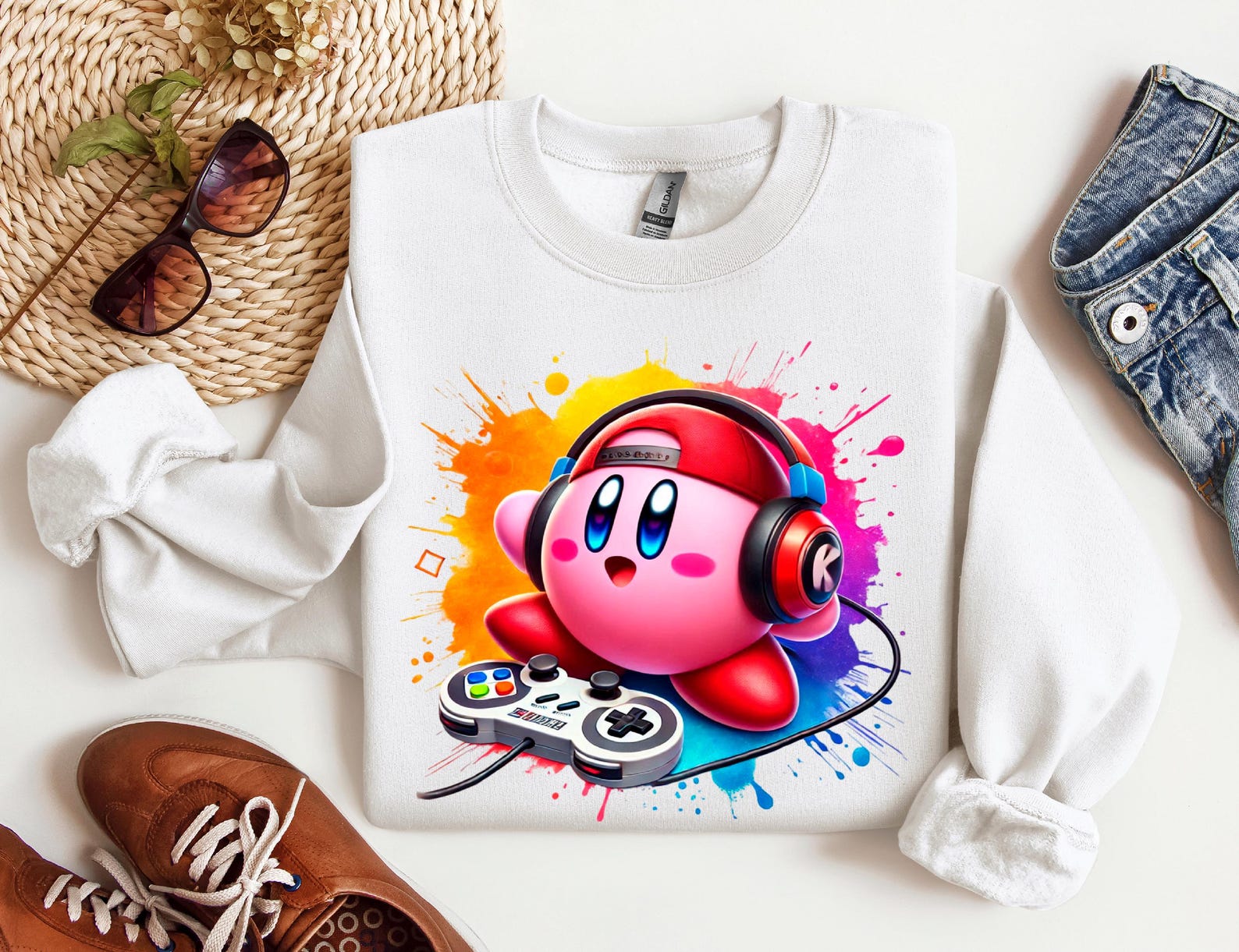 Kirby Gamer Watercolor Splash, Clipart Images, Graphics and Artwork ...
