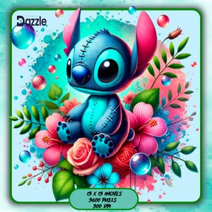 4 PNG Stitch Floral Watercolor Splash, Clipart Images, Graphics and Artwork, Rainbow Aesthetic, PNG Cute Stitch Images