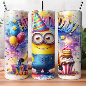Minions Birthday Digital Images | Minion PNG | Minions bundle | Minions clipart | 3D watercolor splash PNG | Instant Digital Download