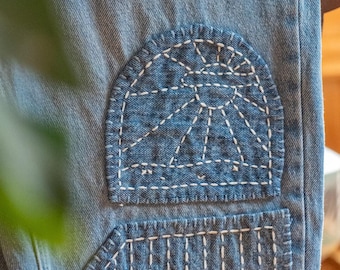 Vaqueros Lucky Brand reciclados con bordado sashiko
