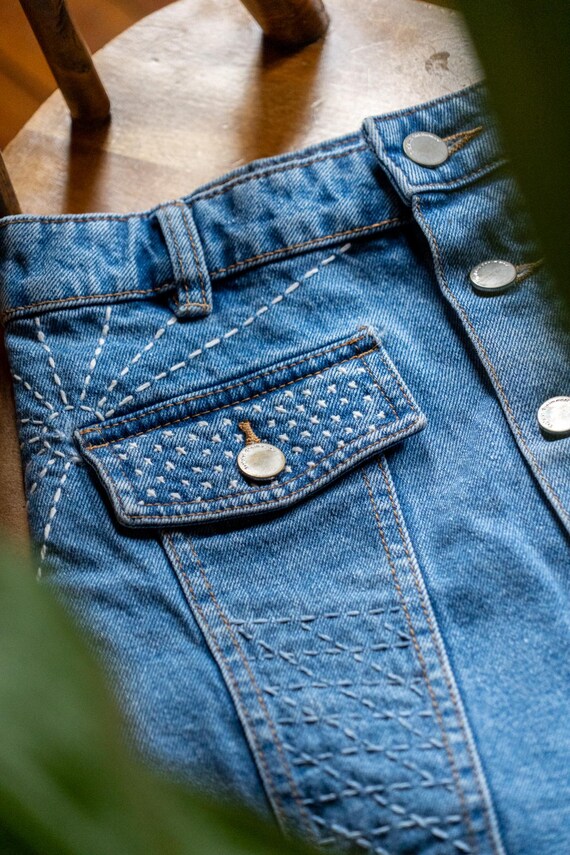 Upcycled Denim Skirt With Sashiko Embroidery