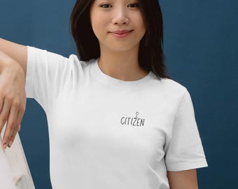 T-shirt met burger | Klein T-shirt met handgetekend logo | Uniseks minimalistische streetwear