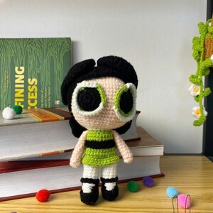 5.9" Buttercup Amigurumi Crochet Doll – Powerpuff Girls Superhero Plush Toy – Cute Cartoon Character Gift for Kids, Fans & Collectors