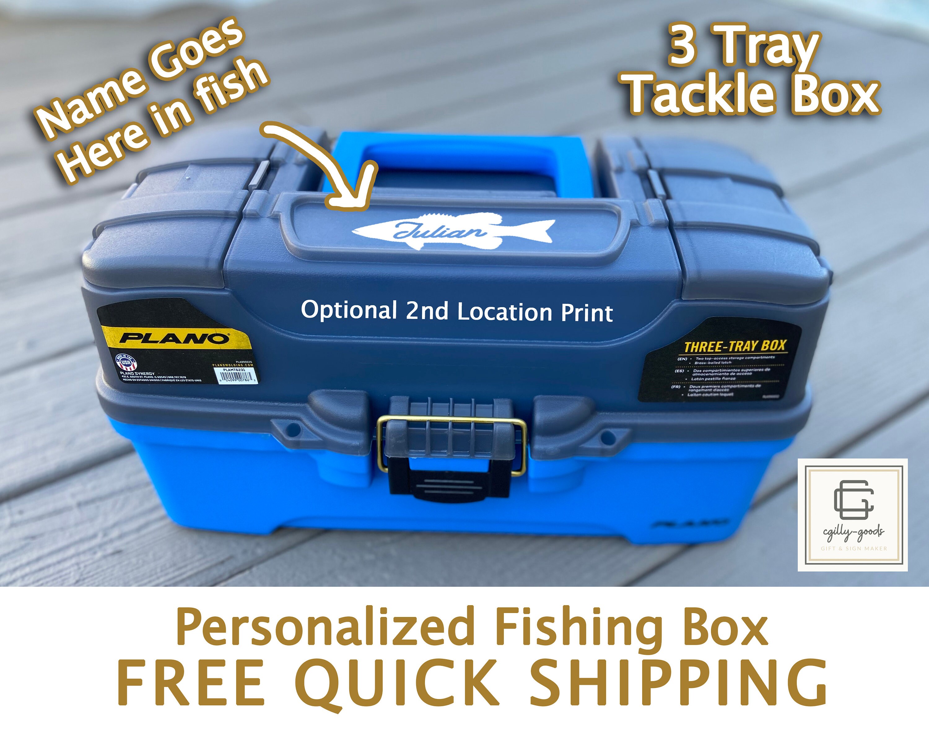 Personalized Plano Smoke & Bright Blue Tackle Box 3 Tray Size Free Fast  Shipping -  Sweden