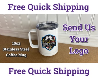 Personalize this Mug - 10oz White Stainless Coffee Cup - Free Shipping