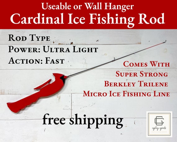 Handmade CARDINAL Ice Fishing Rod / Pole Free Shipping Useable or Wall  Hanger Grumpy Old Men 