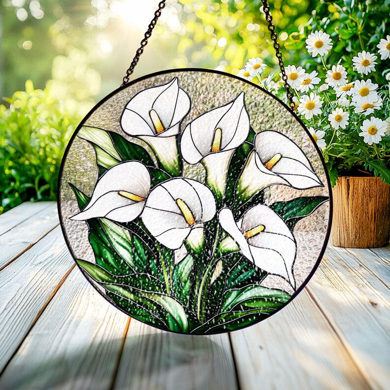 Calla Lilies Faux Stained Glass Suncatcher, Calla Lily Beautiful