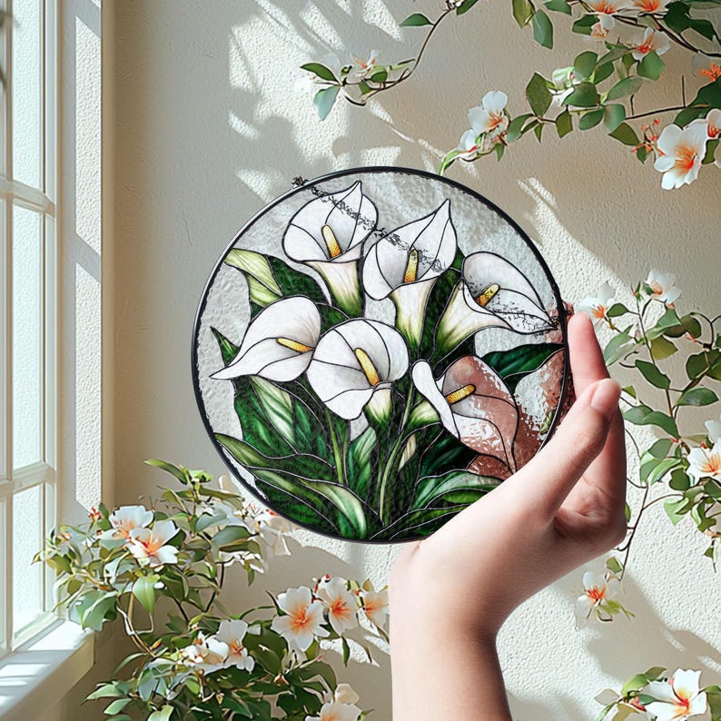 Calla Lilies Faux Stained Glass Suncatcher, Calla Lily Beautiful