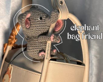 Charm de sac fait main éléphant au crochet, ami de sac, porte-clés cadeau Saint-Valentin