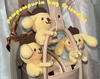 Breloque de sac personnalisée pompompurin au crochet, ami de sac, porte-clés cadeau Saint-Valentin