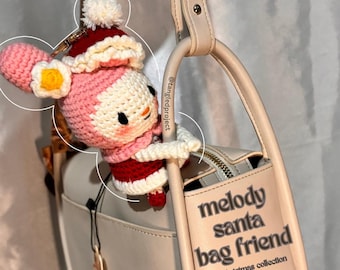 Charm de sac personnalisé fait main au crochet My Melody, ami de sac, porte-clés cadeau Saint-Valentin