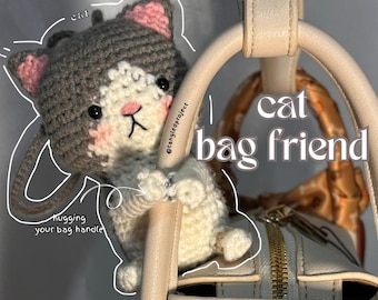 Charm de sac Amigurumi personnalisé fait main au crochet chat chaton, ami de sac, porte-clés cadeau Saint-Valentin