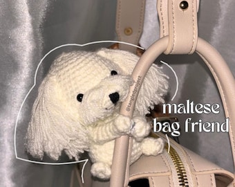 Charm de sac personnalisé fait main au crochet chien sibérien maltais, ami de sac, cadeau de la Saint-Valentin porte-clés