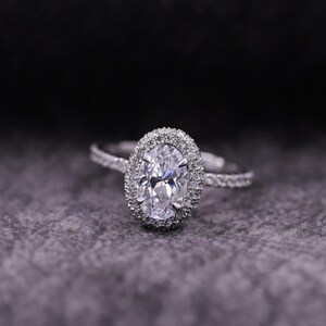 2.50 Carat Halo Oval Cut Engagement Ring, Oval Cut Diamond Halo Ring, Oval Cut Moissanite Ring, Wedding Ring, Unique Engagement Ring