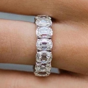 Colorless Cushion Cut Moissanite Eternity Band,Cushion Moissanite Wedding Band, Anniversary Full Eternity Ring Engagement Band, Gift for Her