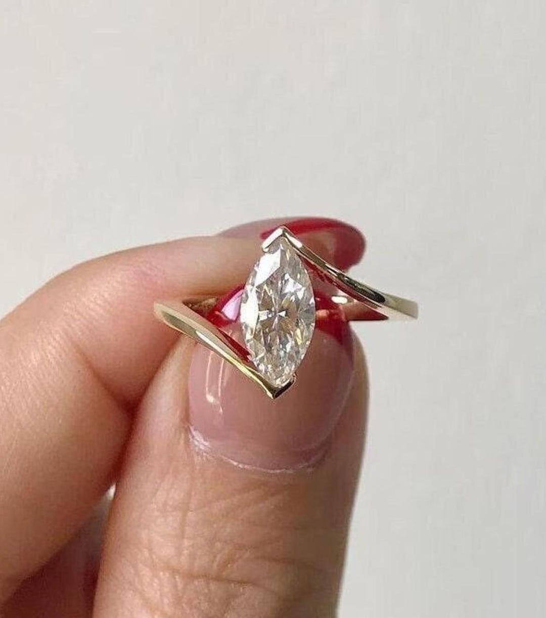 2CT Marquise Cut Moissanite Split Shank Solitaire Engagement Ring ...