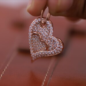 Round Moissanite Diamond Heart Pendant for her, Gold Plated Moissanite Pendant, VVS Moissanite Bridal Heart Pendant, Graduation Gift for her