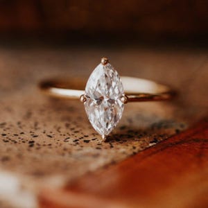 IGI Certified Lab Grown Diamond Solitaire Wedding Ring For Women, Marquise Cut Engagement Ring, 4 Claw Prong Ring, Birthday Gift For Women&#39;s