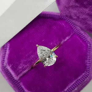 Pear Shaped Lab Grown Diamond Ring, Pear Cut Diamond Solitaire Engagement Ring, IGI Certified Lab Diamond Ring, 14K Solid Gold Ring