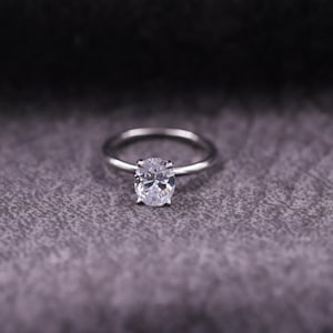 Solid Gold Prongs Oval Moissanite Engagement Ring, Proposal Ring, Promise Ring, Anniversary, Birthday Gift for Women, Ring for Bridal