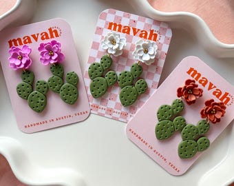 Nopal Flor Earrings – Prickly Pear Meets Pink Bloom