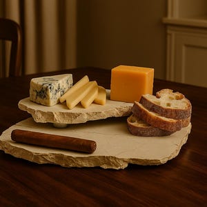 Handcrafted Travertine Cheese Board: 2-Tier Stone Charcuterie Platter