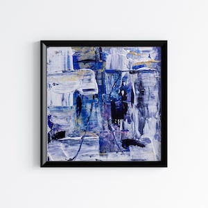 4x4 inch Original small abstract modern contemporary art, acrylic painting on paper, original abstract wall art square artwork