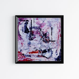 4x4 inch Original small abstract modern contemporary art, acrylic painting on paper, original abstract wall art square artwork