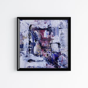 4x4 inch Original small abstract modern contemporary art, acrylic painting on paper, original abstract wall art square artwork