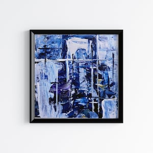 4x4 inch Original small abstract modern contemporary art, acrylic painting on paper, original abstract wall art square artwork