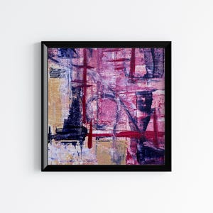 4x4 inch Original small abstract modern contemporary art, acrylic painting on paper, original abstract wall art square artwork