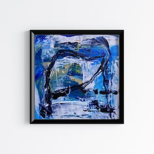 4x4 inch Original small abstract modern contemporary art, acrylic painting on paper, original abstract wall art square artwork