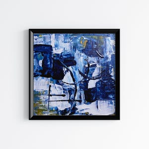 4x4 inch Original small abstract modern contemporary art, acrylic painting on paper, original abstract wall art square artwork