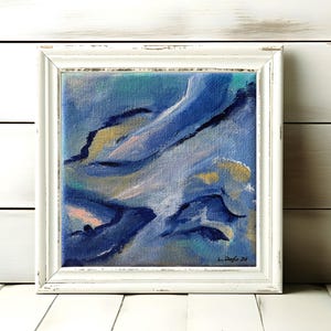 4x4 inch Original small abstract modern contemporary art, acrylic painting on canvas, original abstract wall art square artwork