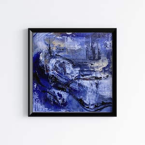 4x4 inch Original small abstract modern contemporary art, acrylic painting on paper, original abstract wall art square artwork