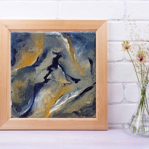 4x4 inch Original small abstract modern contemporary art, acrylic painting on canvas, original abstract wall art square artwork