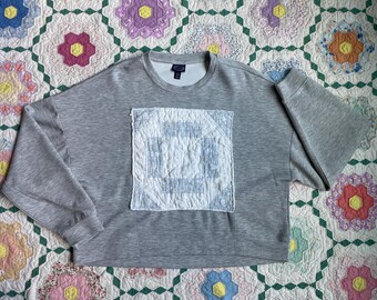 Sudadera vintage con estampado de cuadros XL reciclada y reutilizada