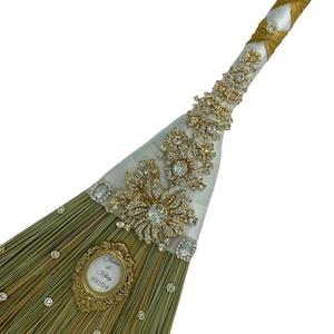 Customized Wedding Jumping broom l White l Gold Traditional Wedding Broom l Heirloom African American Heritage