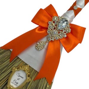 Customized Wedding Jumping broom l White l Brunt Orange l Traditional Wedding Broom l Heirloom African American Heritage l  Add Names Date