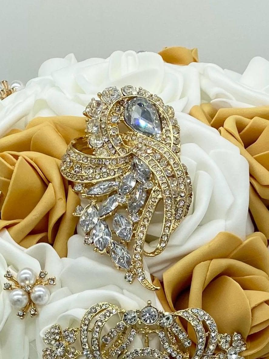 large gold brooch for dress Large Brooch Gold Flower – QueenMee Accessories main image 1