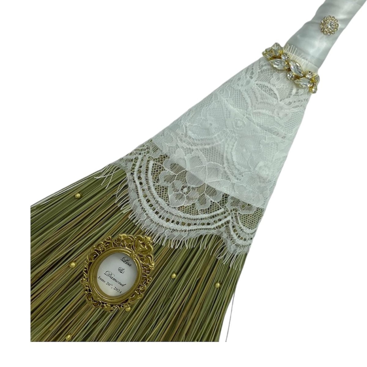 Custom Wedding Jumping Broom: White Lace, Personalized Keepsake, Traditional Heirloom African American Heritage