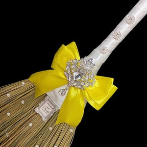 Customized Wedding Jumping broom l Yellow l Traditional Wedding Broom l Heirloom African American Heritage l Add Names Date l Wedding gift