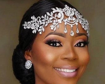 Rhinestone Bridal Hairpiece: Silver Crystal Tiara Crown