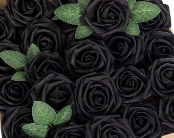 Black Real Touch Bouquet Roses l Various colors