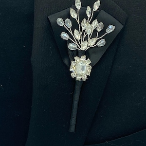 Custom Black Rose Boutonniere: Handmade Rustic Lapel Pin