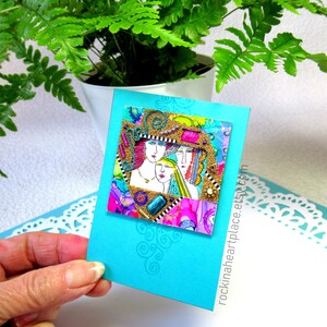 Mixed-Media Collage Art Card: Sisters, Friendship ACEO